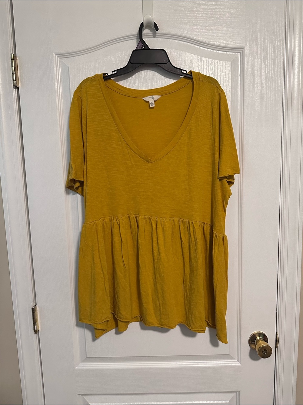 💛 Terra & Sky 2X Mustard Babydoll Peplum Tee Plus Size ✨